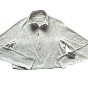 Eddie Bauer Gray Quarter-Zip Pullover with thumb holes